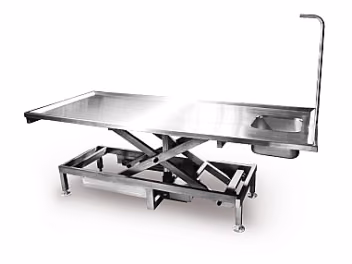 Electric embalming table with sink